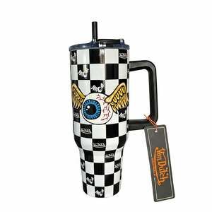 Von Dutch 40oz Checkerboard Flying Eyeball Insulated Tumbler (y2k nostalgia)